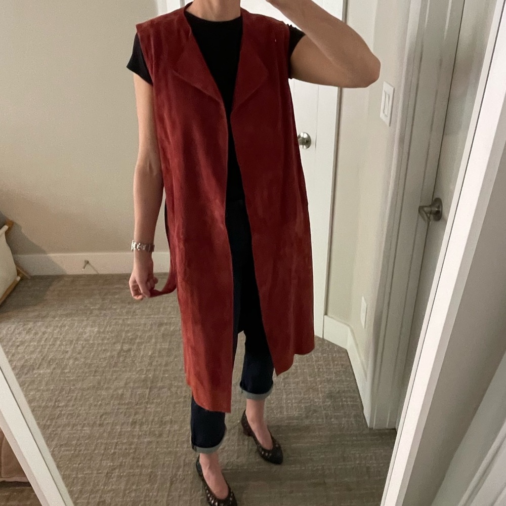 LK Bennett Riley Suede Waistcoat - Cinnamon